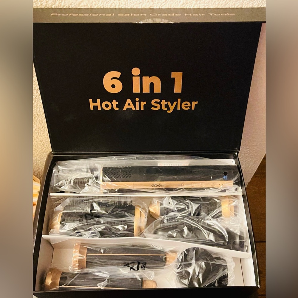 6-In-1 Hair Styling Tool Set - Auto Rotating Curling Wand,